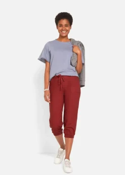 bonprix Bekleidung·Kleider|Hosen|3/4 Hose aus Baumwoll-Leinen-Mix mahagonirot