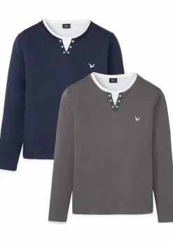 2 in 1 Shirt (2er Pack), Langarm|bonprix