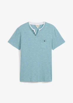 bonprix Shirts & Polos|Basics|2 in 1 Shirt, Kurzarm mineralblau meliert
