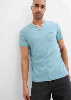 bonprix Shirts & Polos|Basics|2 in 1 Shirt, Kurzarm mineralblau meliert