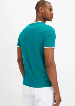 bonprix Shirts & Polos|Basics|2 in 1 Shirt, Kurzarm (2er Pack) kobalttürkis+schwarz