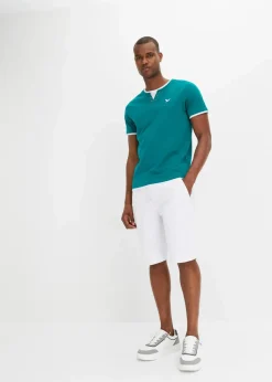 bonprix Shirts & Polos|Basics|2 in 1 Shirt, Kurzarm (2er Pack) kobalttürkis+schwarz