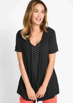 2 in 1 Shirt mit V-Ausschnitt, kurzarm|bonprix Online