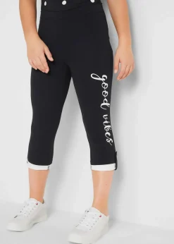 bonprix Mädchen 9-16 Jahre·Hosen & Leggings|Mädchen 2-8 Jahre·Nachhaltigere Materialien|¾ Leggings mit Bio-Baumwolle schwarz/weiß