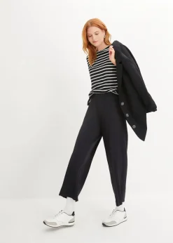 bonprix Bekleidung·Blusen & Tuniken|Bekleidung·Kleider|7/8- Shirthose, High-Waist, 2er-Pack schwarz/schwarz