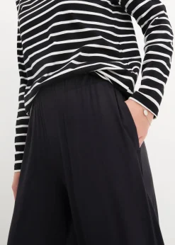 bonprix Bekleidung·Blusen & Tuniken|Bekleidung·Kleider|7/8- Shirthose, High-Waist, 2er-Pack schwarz/schwarz