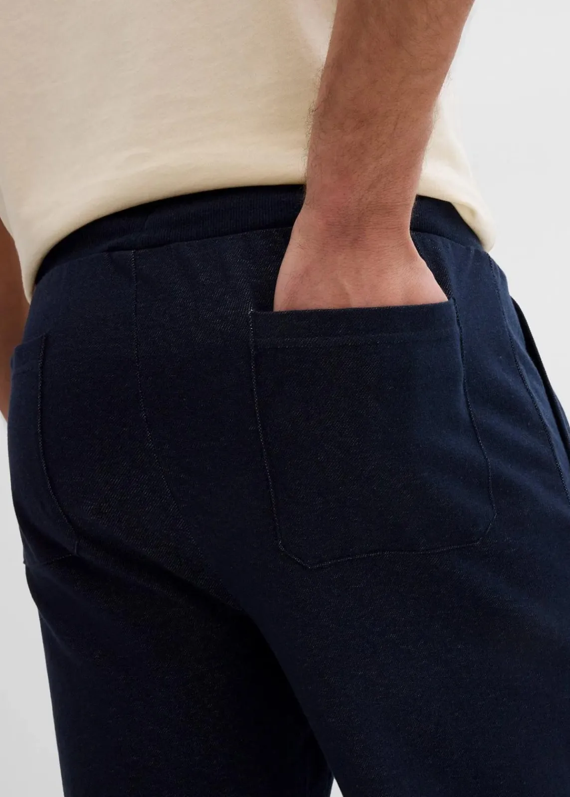 bonprix Große Größen|Hosen|3/4 Sweathose in Denimoptik mit Komfortbund dunkelblau