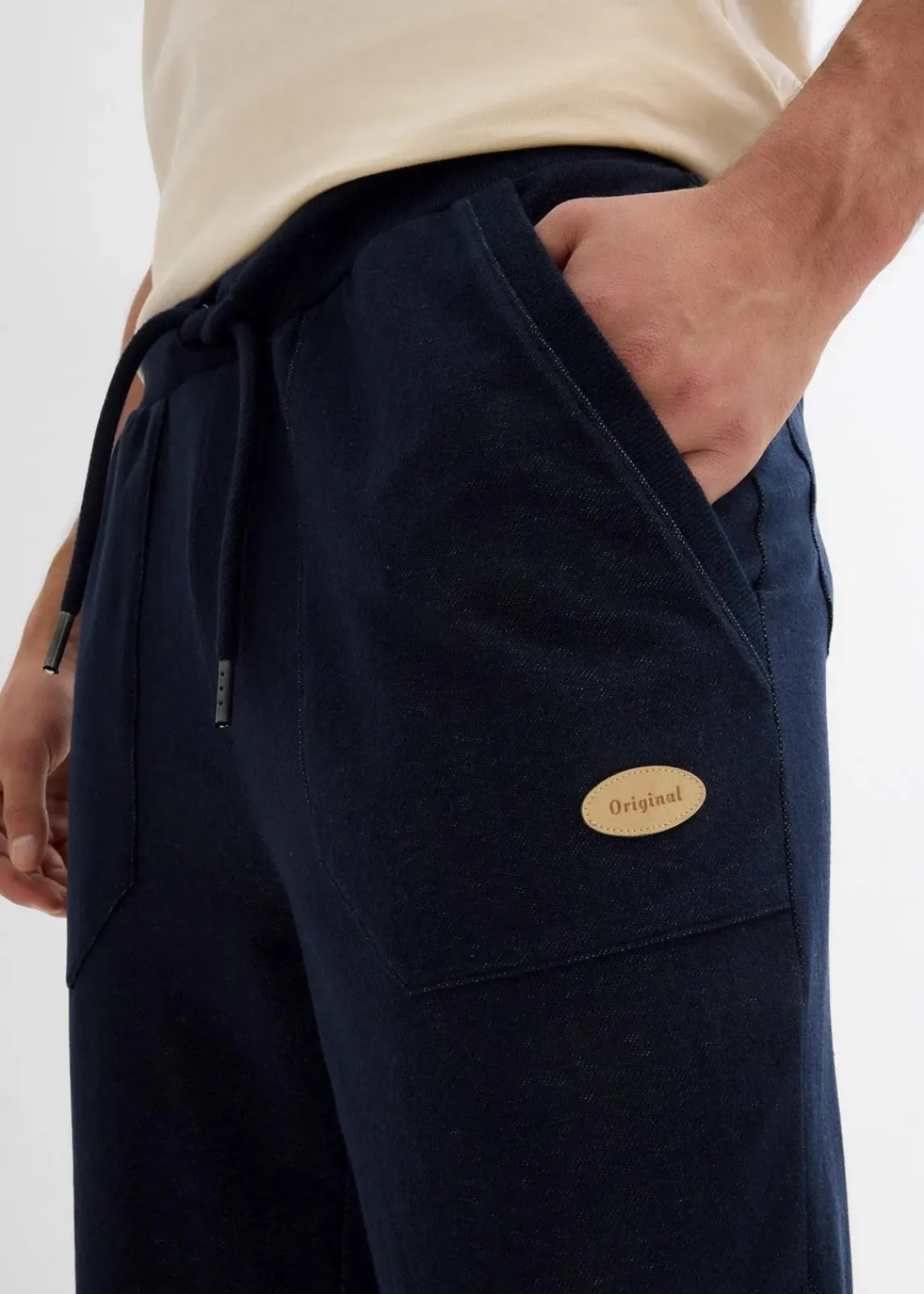 bonprix Große Größen|Hosen|3/4 Sweathose in Denimoptik mit Komfortbund dunkelblau