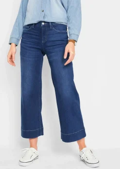 bonprix Bekleidung·Shirts & Tops|Jeans|7/8 Ultra-Soft-Jeans, Culotte blau used