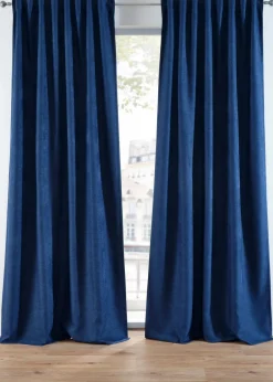 bonprix Vorhänge|Abdunkelnde Vorhänge mit Struktur (2er Pack) dunkelblau