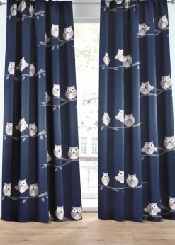 bonprix Vorhänge|Abdunkelnder Vorhang mit Eulen (1er Pack) blau