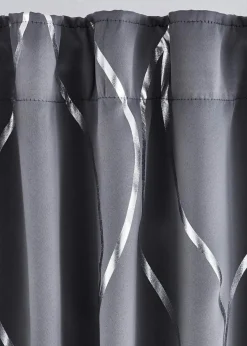 bonprix Vorhänge|Abdunkelnder Vorhang mit Glanz Druck (1er Pack) dunkelgrau/silber