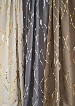 bonprix Vorhänge|Abdunkelnder Vorhang mit Glanz Druck (1er Pack) dunkelgrau/silber
