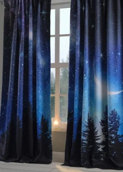 Abdunkelnder Vorhang mit Nachthimmel Motiv (2er Pack)|bonprix Sale