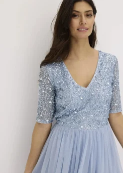 Abendkleid aus zartem Tüll mit Paillettenstickerei|bonprix New