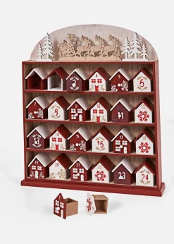 bonprix Weihnachtsdeko & -Textilien·Dekoration|Weihnachtsdeko & -Textilien·Adventskalender|Adventskalender in Haus Design dunkelrot/weiß
