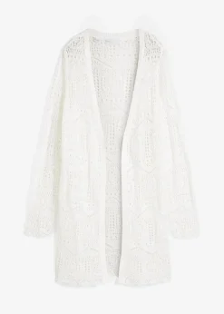 bonprix Bekleidung·Umstandsmode|Strickmode|Ajour Longstrickjacke wollweiß