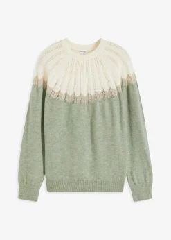 bonprix Bekleidung·Umstandsmode|Bekleidung·Jeans|Ajour-Pullover mint