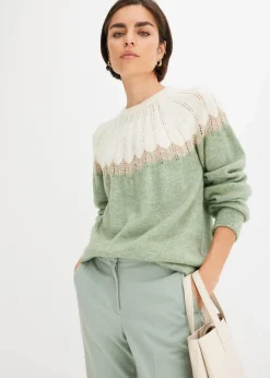 bonprix Bekleidung·Umstandsmode|Bekleidung·Jeans|Ajour-Pullover mint