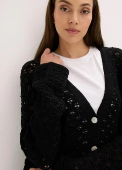 Ajour-Strickjacke|bonprix