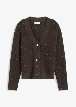 bonprix Bekleidung·Umstandsmode|Bekleidung·Jeans|Ajour-Strickjacke dunkelbraun
