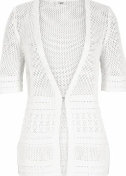 bonprix Bekleidung·Umstandsmode|Bekleidung·Jeans|Ajour-Strickjacke wollweiß