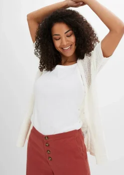 bonprix Bekleidung·Umstandsmode|Bekleidung·Jeans|Ajour-Strickjacke wollweiß