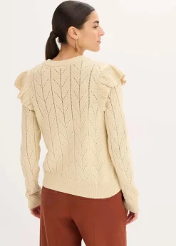 Ajour-Strickjacke aus Baumwolle|bonprix Discount