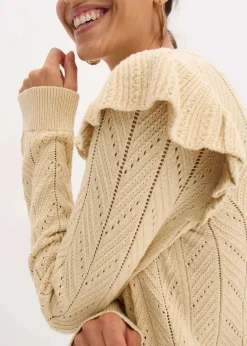 Ajour-Strickjacke aus Baumwolle|bonprix Discount