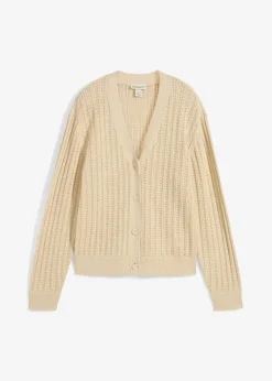Ajour-Strickjacke mit Leinenanteil|bonprix Clearance