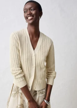 Ajour-Strickjacke mit Leinenanteil|bonprix Clearance