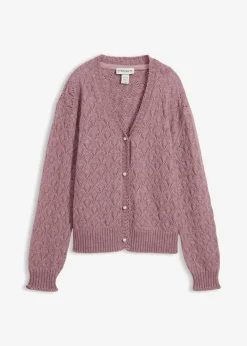 Ajour-Strickjacke mit Wolle|bonprix Clearance