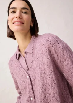 Ajour-Strickjacke mit Wolle|bonprix Clearance