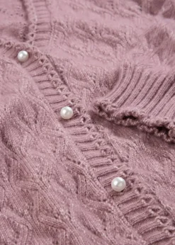 Ajour-Strickjacke mit Wolle|bonprix Clearance