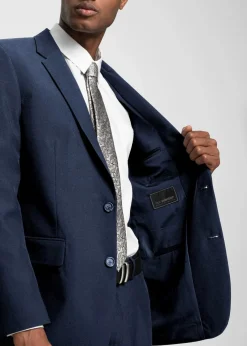 bonprix Anzüge & Sakkos|Große Größen|Anzug mit Hemd und Krawatte (4-tlg.Set), Regular Fit dunkelblau/weiß/puderblau