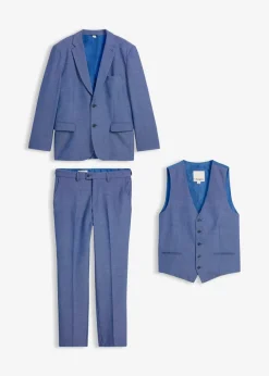 bonprix Große Größen|Anzüge & Sakkos|Anzug mit Weste (3-tlg.Set), Regular Fit blau meliert