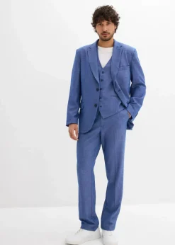 bonprix Große Größen|Anzüge & Sakkos|Anzug mit Weste (3-tlg.Set), Regular Fit blau meliert