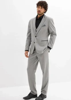 bonprix Große Größen|Anzüge & Sakkos|Anzug mit Weste (3-tlg.Set), Regular Fit hellgrau meliert