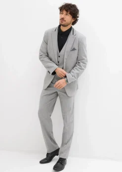 bonprix Große Größen|Anzüge & Sakkos|Anzug mit Weste (3-tlg.Set), Regular Fit hellgrau meliert