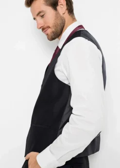 bonprix Große Größen|Anzüge & Sakkos|Anzug mit Weste und Krawatte (4-tlg. Set), Regular Fit schwarz