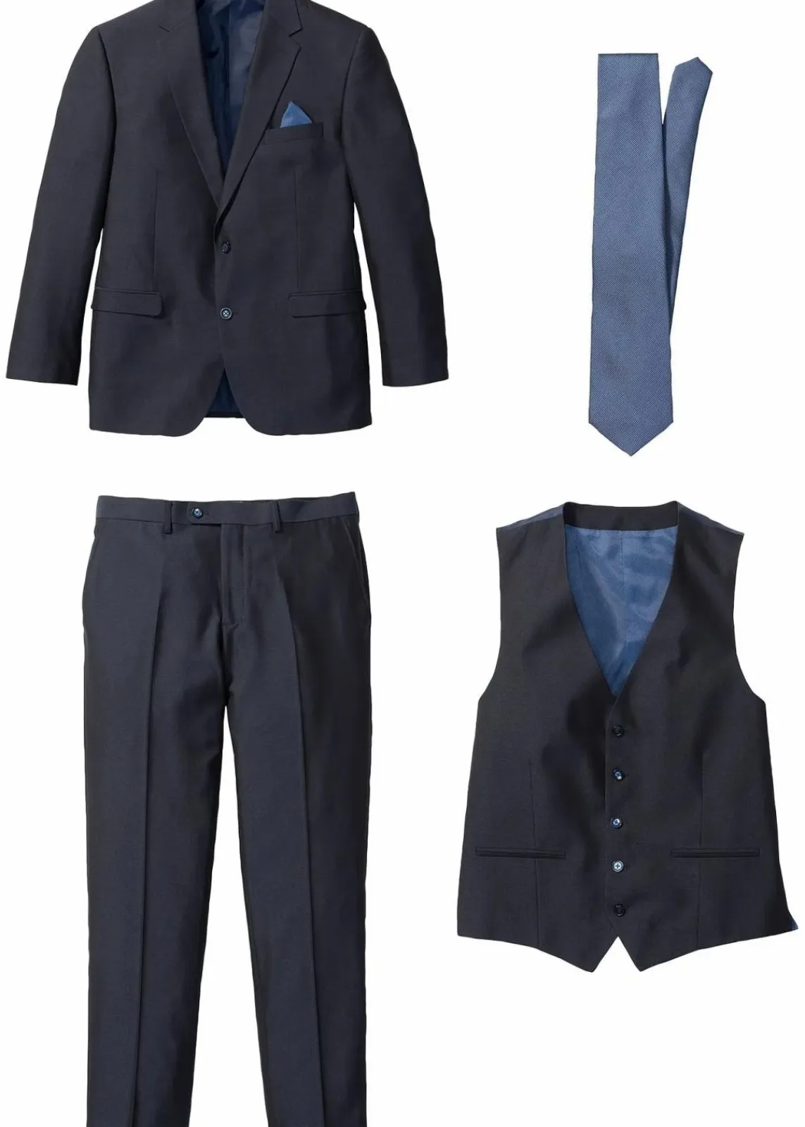 Anzug mit Weste und Krawatte (4-tlg. Set), Regular Fit|bonprix Clearance