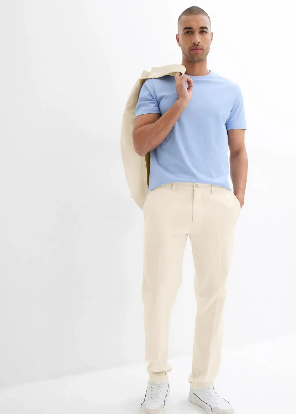 bonprix Große Größen|Anzüge & Sakkos|Anzugshose aus luftigem Leinen-Mix, Regular Fit natur