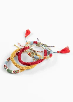 bonprix Strandmode|Schmuck|Armband (4er Pack) tomatenrot/softblau/piniengrün/curry