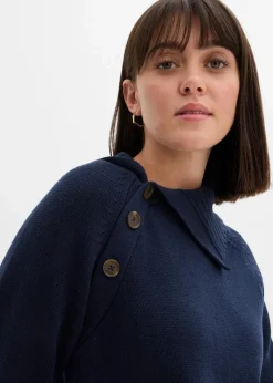 bonprix Pullover & Strickjacken|Strickmode|Asymmetrischer Pullover dunkelblau