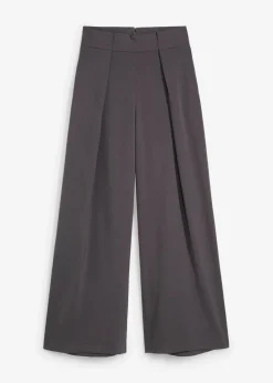 bonprix Bekleidung·Kleider|Ausgestellte Bundfaltenhose schiefergrau