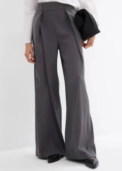 bonprix Bekleidung·Kleider|Ausgestellte Bundfaltenhose schiefergrau