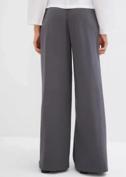 bonprix Bekleidung·Kleider|Ausgestellte Bundfaltenhose schiefergrau