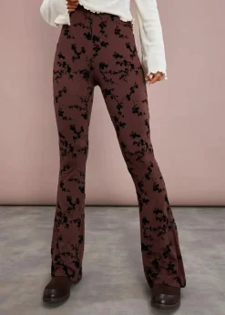 bonprix Bekleidung·Kleider|Hosen|Ausgestellte Leggings aus softer Viskose terrabraun/schwarz bedruckt