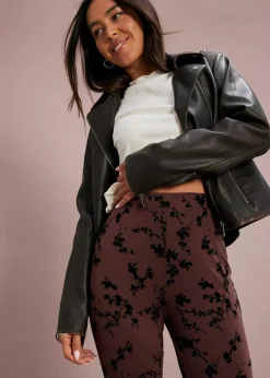 bonprix Bekleidung·Kleider|Hosen|Ausgestellte Leggings aus softer Viskose terrabraun/schwarz bedruckt