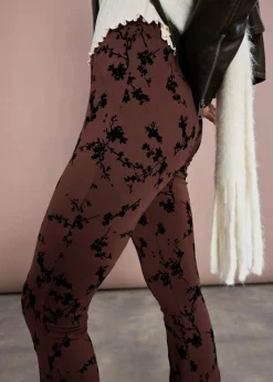 bonprix Bekleidung·Kleider|Hosen|Ausgestellte Leggings aus softer Viskose terrabraun/schwarz bedruckt